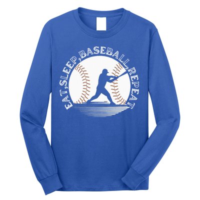 Eat Sleep Baseball Repeat Baseball Player Long Sleeve Shirt