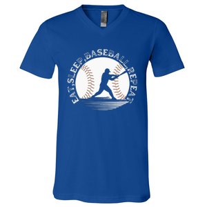 Eat Sleep Baseball Repeat Baseball Player V-Neck T-Shirt