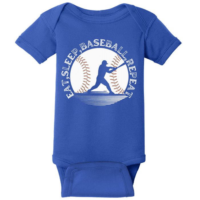 Eat Sleep Baseball Repeat Baseball Player Baby Bodysuit