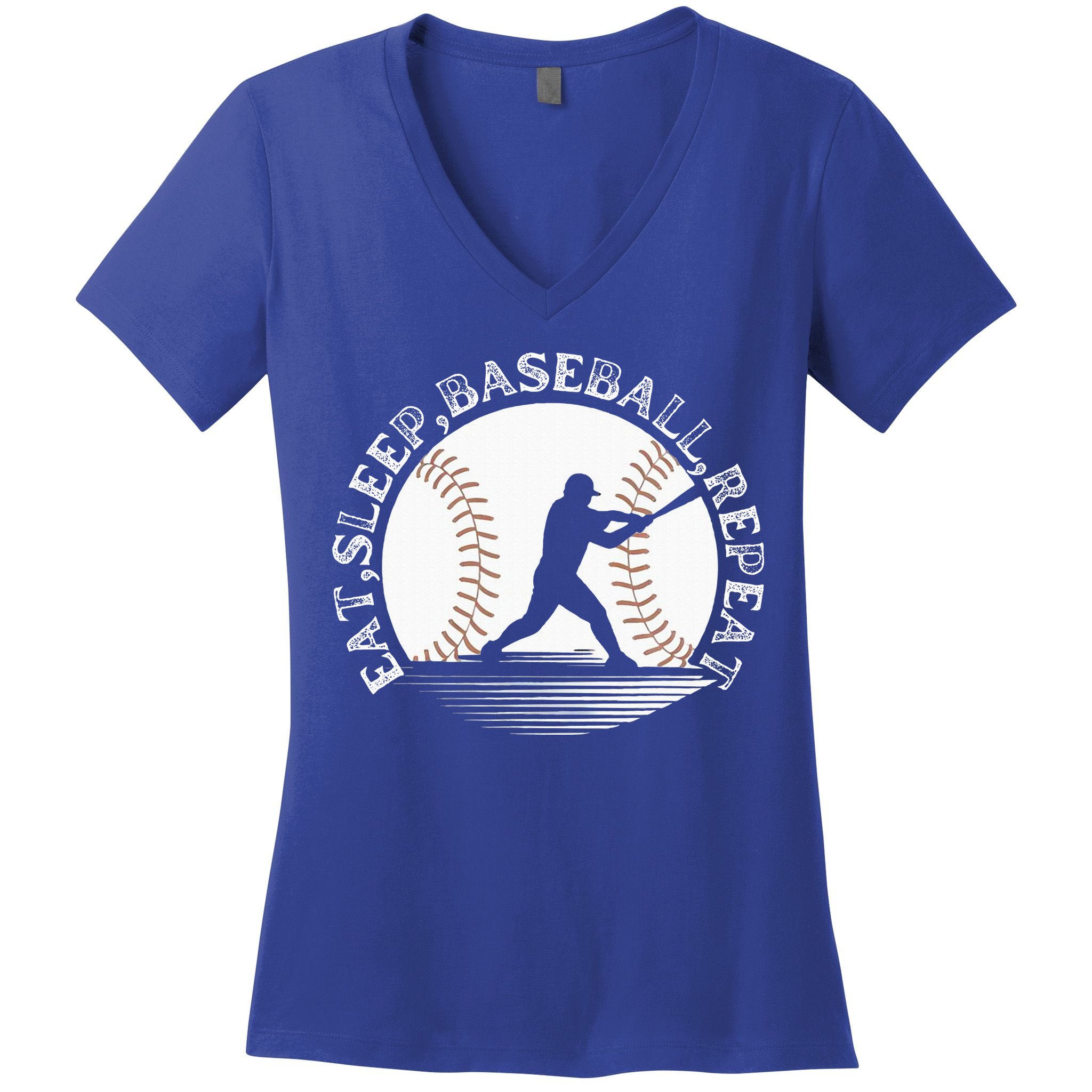 Eat Sleep Baseball Repeat Baseball Player Women's V-Neck T-Shirt