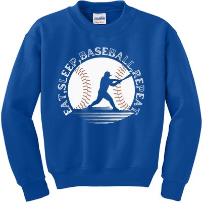 Eat Sleep Baseball Repeat Baseball Player Kids Sweatshirt