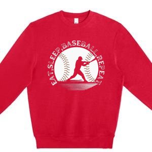 Eat Sleep Baseball Repeat Baseball Player Premium Crewneck Sweatshirt