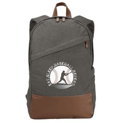 Eat Sleep Baseball Repeat Baseball Player Cotton Canvas Backpack