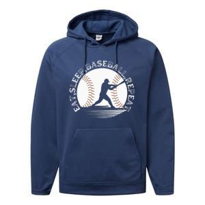 Eat Sleep Baseball Repeat Baseball Player Performance Fleece Hoodie