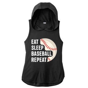 EAT SLEEP BASEBALL REPEAT Baseball Player Ladies PosiCharge Tri-Blend Wicking Draft Hoodie Tank