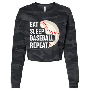 EAT SLEEP BASEBALL REPEAT Baseball Player Cropped Pullover Crew