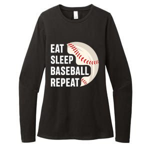 EAT SLEEP BASEBALL REPEAT Baseball Player Womens CVC Long Sleeve Shirt