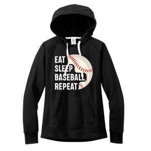 EAT SLEEP BASEBALL REPEAT Baseball Player Women's Fleece Hoodie