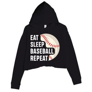 EAT SLEEP BASEBALL REPEAT Baseball Player Crop Fleece Hoodie