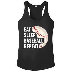 EAT SLEEP BASEBALL REPEAT Baseball Player Ladies PosiCharge Competitor Racerback Tank