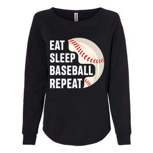 EAT SLEEP BASEBALL REPEAT Baseball Player Womens California Wash Sweatshirt