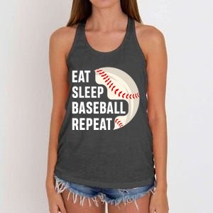 EAT SLEEP BASEBALL REPEAT Baseball Player Women's Knotted Racerback Tank