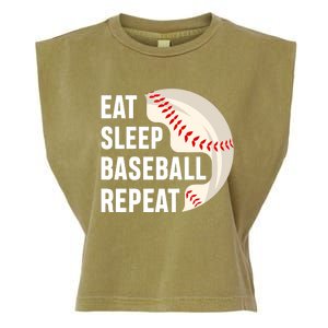 EAT SLEEP BASEBALL REPEAT Baseball Player Garment-Dyed Women's Muscle Tee