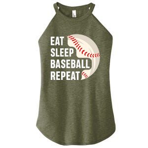 EAT SLEEP BASEBALL REPEAT Baseball Player Women's Perfect Tri Rocker Tank