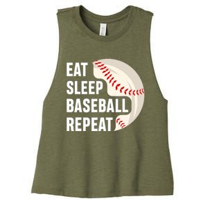 EAT SLEEP BASEBALL REPEAT Baseball Player Women's Racerback Cropped Tank