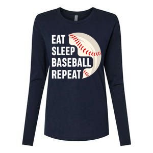 EAT SLEEP BASEBALL REPEAT Baseball Player Womens Cotton Relaxed Long Sleeve T-Shirt