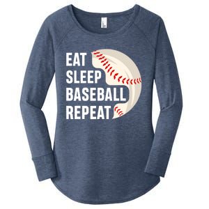 EAT SLEEP BASEBALL REPEAT Baseball Player Women's Perfect Tri Tunic Long Sleeve Shirt