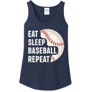 EAT SLEEP BASEBALL REPEAT Baseball Player Ladies Essential Tank