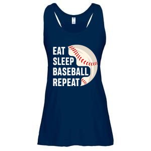 EAT SLEEP BASEBALL REPEAT Baseball Player Ladies Essential Flowy Tank