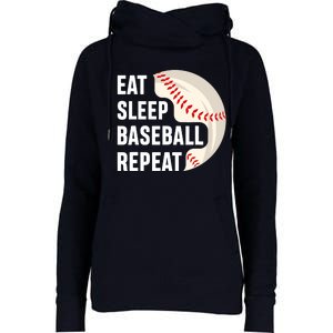 EAT SLEEP BASEBALL REPEAT Baseball Player Womens Funnel Neck Pullover Hood