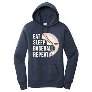 EAT SLEEP BASEBALL REPEAT Baseball Player Women's Pullover Hoodie