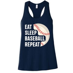 EAT SLEEP BASEBALL REPEAT Baseball Player Women's Racerback Tank