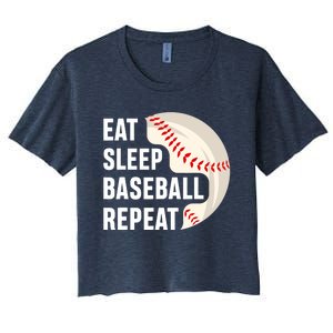 EAT SLEEP BASEBALL REPEAT Baseball Player Women's Crop Top Tee