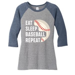 EAT SLEEP BASEBALL REPEAT Baseball Player Women's Tri-Blend 3/4-Sleeve Raglan Shirt