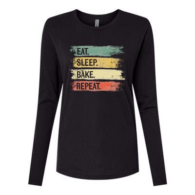 Eat Sleep Bake Repeat Pastry Chef Gifts Baker Bakery Baking Womens Cotton Relaxed Long Sleeve T-Shirt