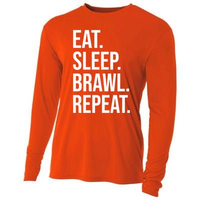 Eat Sleep Brawl Repeat Brawler Funny Video Gamer Meaningful Gift Cooling Performance Long Sleeve Crew