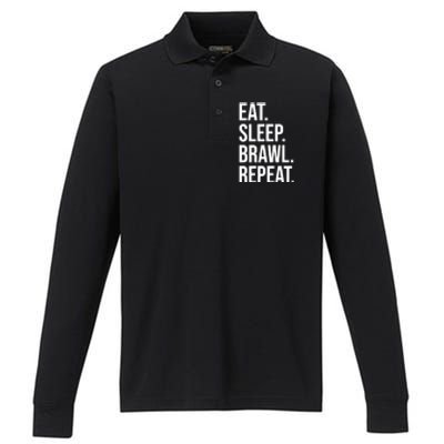 Eat Sleep Brawl Repeat Brawler Funny Video Gamer Meaningful Gift Performance Long Sleeve Polo