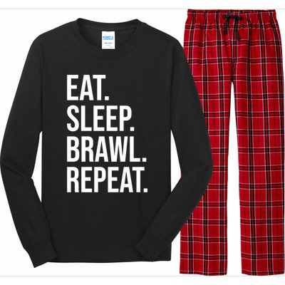 Eat Sleep Brawl Repeat Brawler Funny Video Gamer Meaningful Gift Long Sleeve Pajama Set