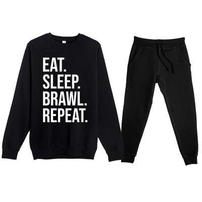 Eat Sleep Brawl Repeat Brawler Funny Video Gamer Meaningful Gift Premium Crewneck Sweatsuit Set