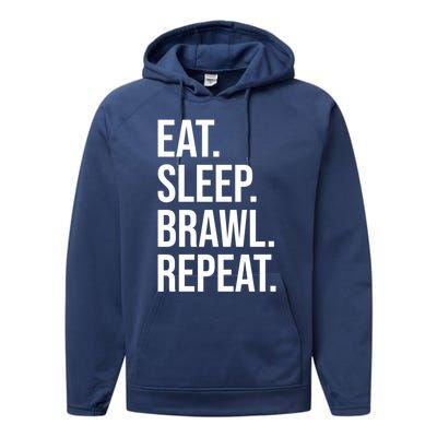 Eat Sleep Brawl Repeat Brawler Funny Video Gamer Meaningful Gift Performance Fleece Hoodie