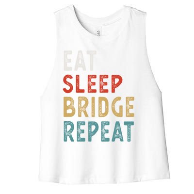 Eat Sleep Bridge Repeat Funny Bridge Player Gift Idea Gift Women's Racerback Cropped Tank