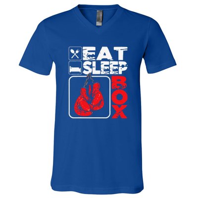 Eat Sleep Box Boxing Lover Gym Boxer Kickboxing Kickboxer V-Neck T-Shirt