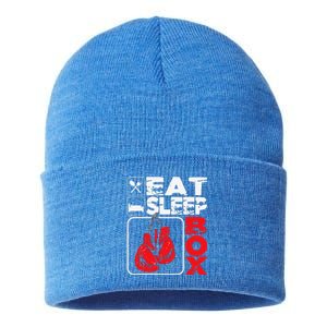 Eat Sleep Box Boxing Lover Gym Boxer Kickboxing Kickboxer Sustainable Knit Beanie