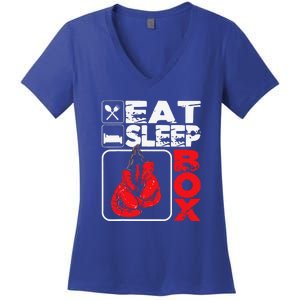 Eat Sleep Box Boxing Lover Gym Boxer Kickboxing Kickboxer Women's V-Neck T-Shirt