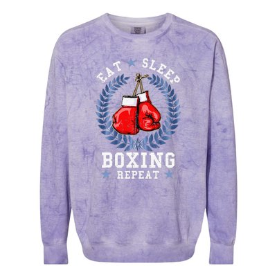 Eat Sleep Box Boxing Lover Gym Boxer Kickboxing Kickboxer Colorblast Crewneck Sweatshirt