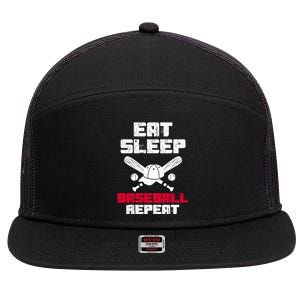 Eat Sleep Baseball Coaches Baseball Players Baseball Lovers Gift 7 Panel Mesh Trucker Snapback Hat