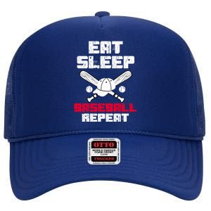 Eat Sleep Baseball Coaches Baseball Players Baseball Lovers Gift High Crown Mesh Back Trucker Hat