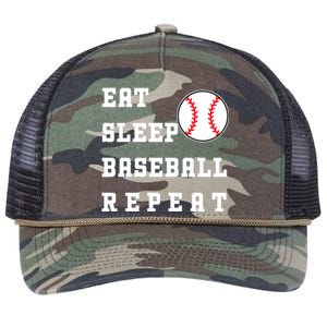 Eat Sleep Baseball Repeat Retro Rope Trucker Hat Cap