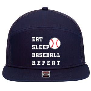 Eat Sleep Baseball Repeat 7 Panel Mesh Trucker Snapback Hat