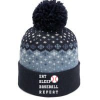 Eat Sleep Baseball Repeat The Baniff Cuffed Pom Beanie