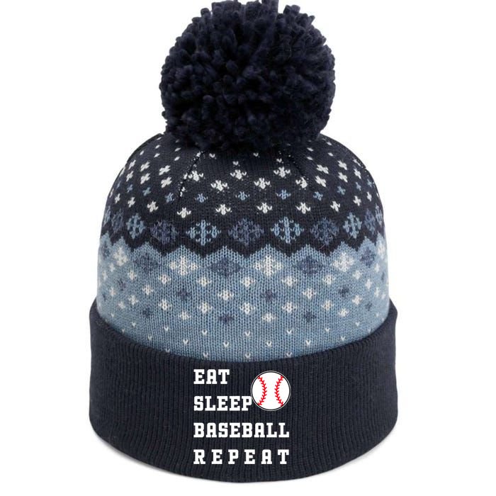 Eat Sleep Baseball Repeat The Baniff Cuffed Pom Beanie