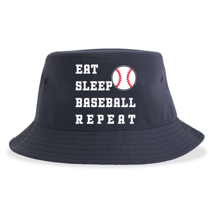 Eat Sleep Baseball Repeat Sustainable Bucket Hat