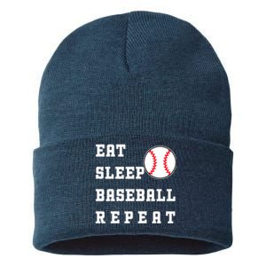 Eat Sleep Baseball Repeat Sustainable Knit Beanie