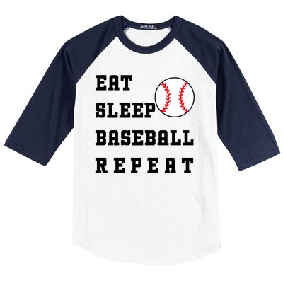 Eat Sleep Baseball Repeat Baseball Sleeve Shirt