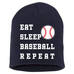 Eat Sleep Baseball Repeat Short Acrylic Beanie