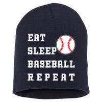 Eat Sleep Baseball Repeat Short Acrylic Beanie